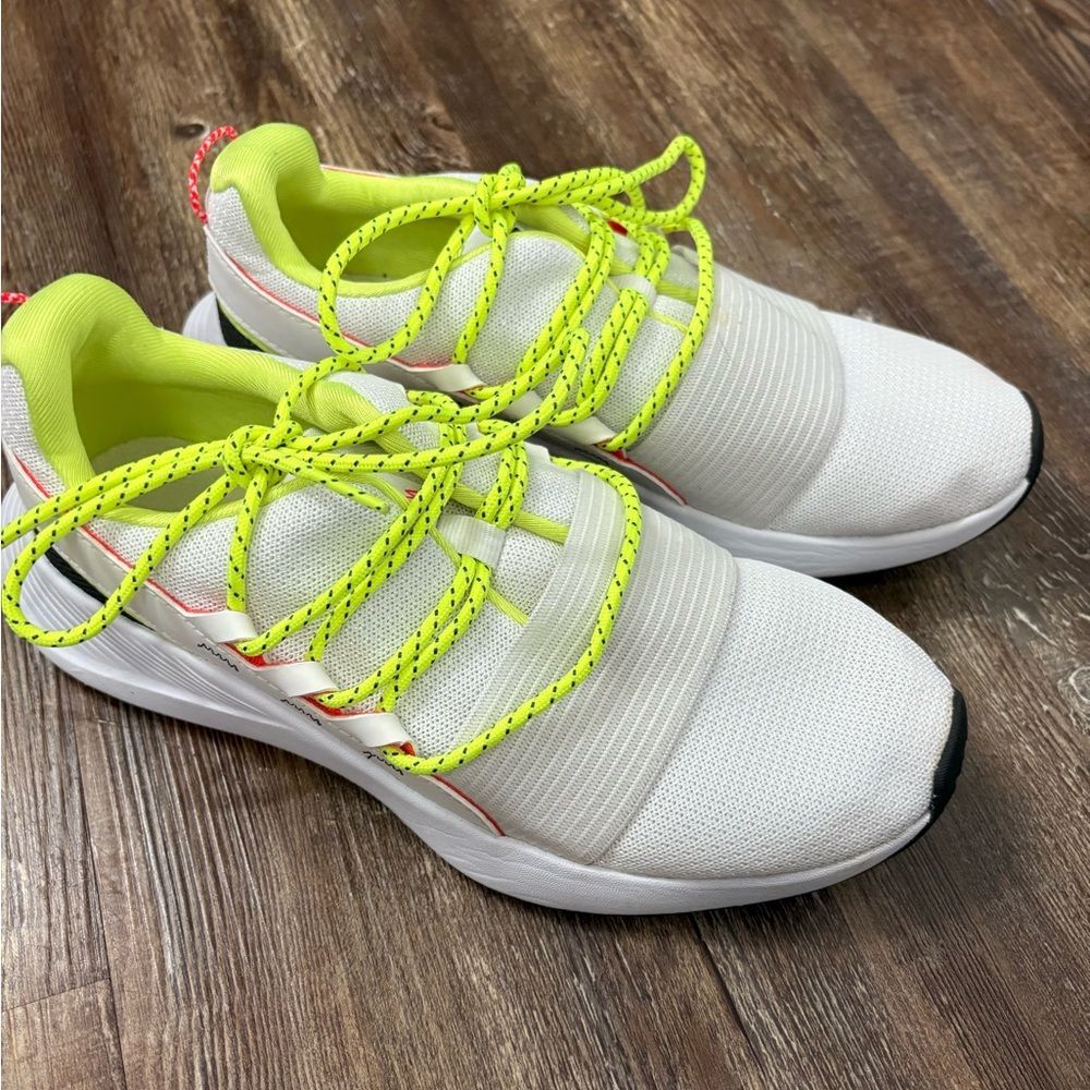 Under Armour Charged Breathe White/ Neon Green Athletic Running Sneakers Size 7